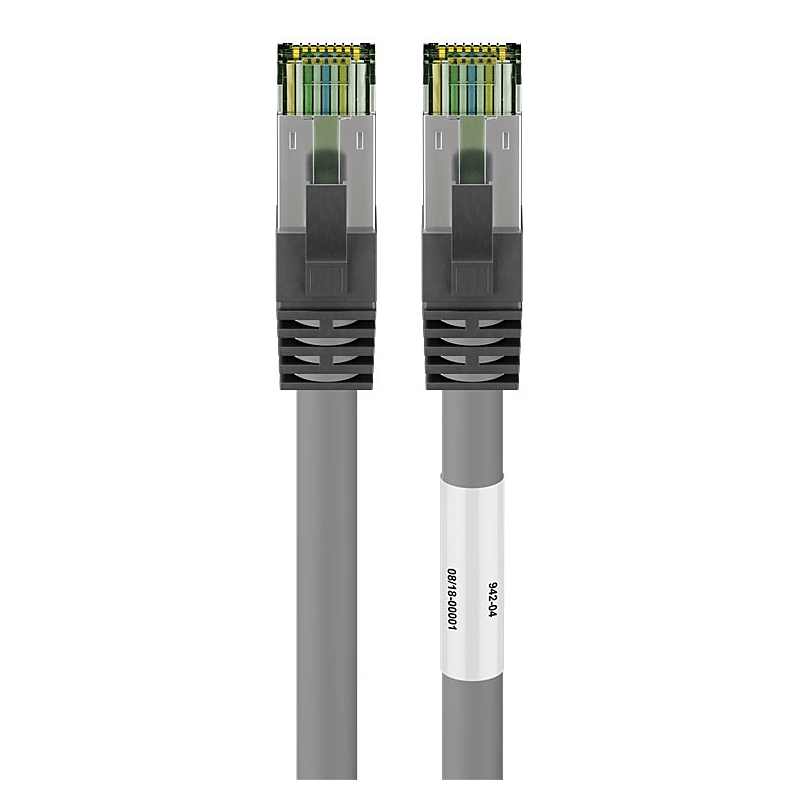 RJ45 Netzwerkkabel S/FTP (PiMF), mit CAT 8 Rohkabel, Grau, 5m