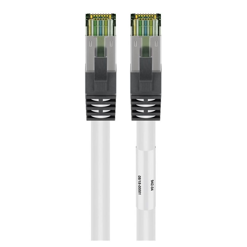 RJ45 Netzwerkkabel S/FTP (PiMF), mit CAT 8 Rohkabel, Weiß, 1m
