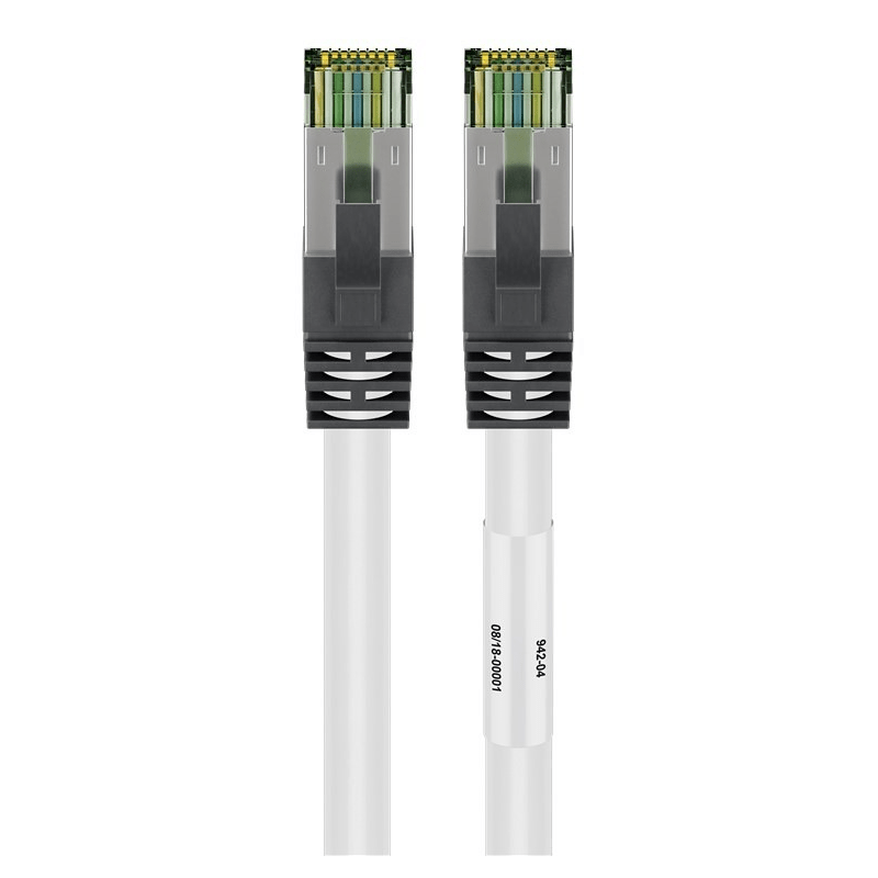 RJ45 Netzwerkkabel S/FTP (PiMF), mit CAT 8 Rohkabel, Weiß, 2m