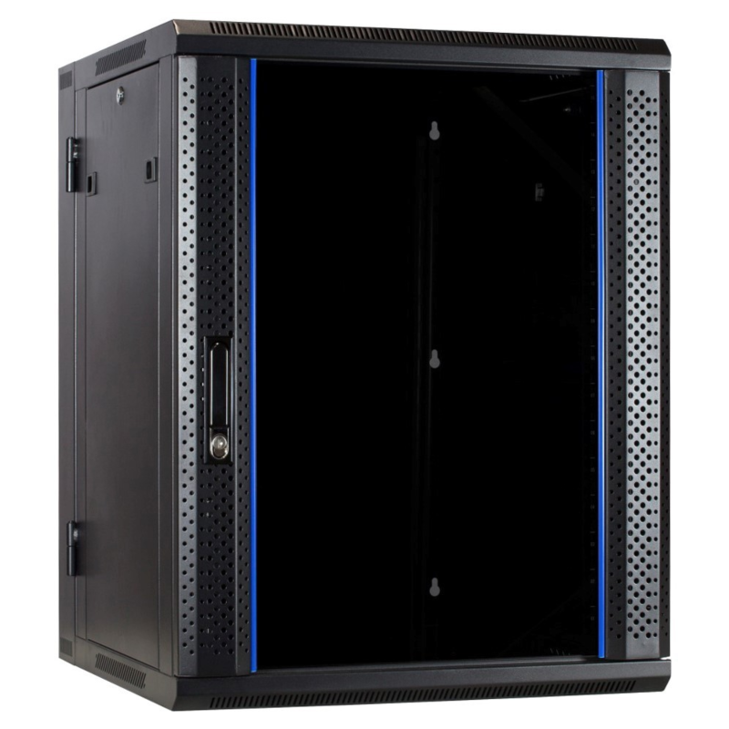 22 HE Serverschrank, wendbares Wandgehäuse mit Glastür (BxTxH) 600 x 600 x 1200mm