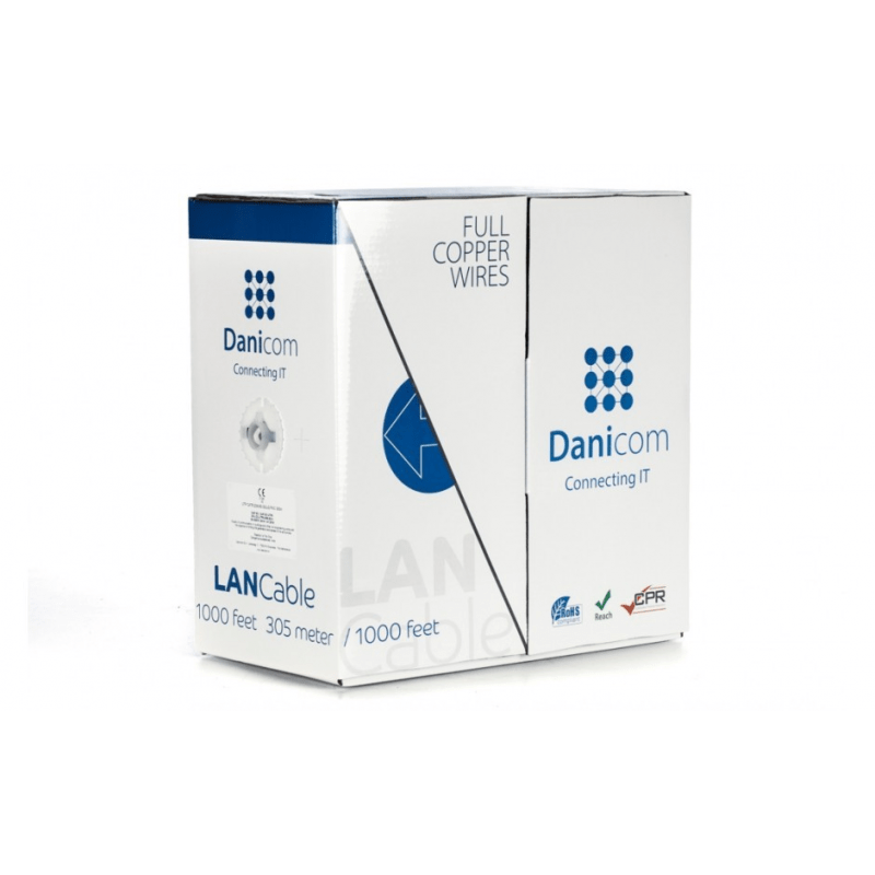 DANICOM CAT6 100% koper UTP 305m kabel op rol stug -  LSZH (Cca)