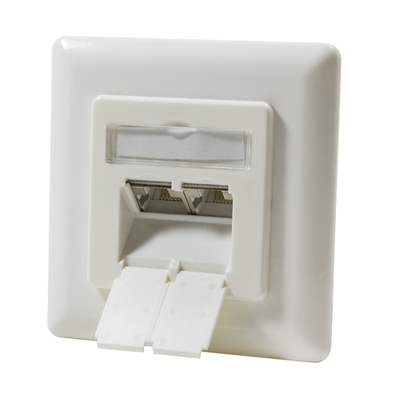 Dose Unterputz Vertikal Cat. 6/ Class E zweifach, geschirmt, 2 x RJ45 Elfenbein