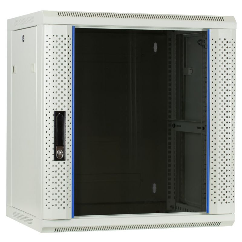 12 HE Serverschrank, Wandgehäuse, mit Glastür, Weiß, (BxTxH) 600 x 450 x 634mm 