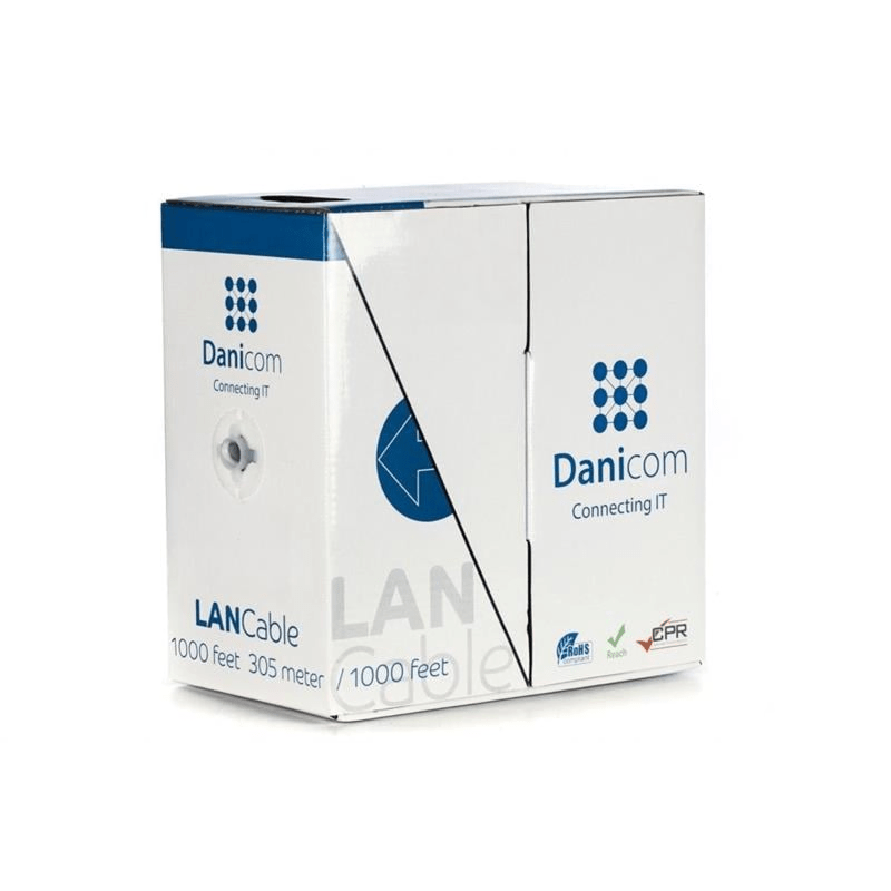 CAT5e Netzwerkkabel, U/UTP, AWG 24/1 (Starrleiter), 305 Meter, Grau, CCA